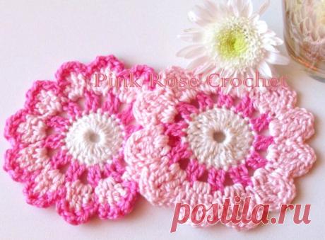 Цветочные подставочки под горячее крючком. Схема. |