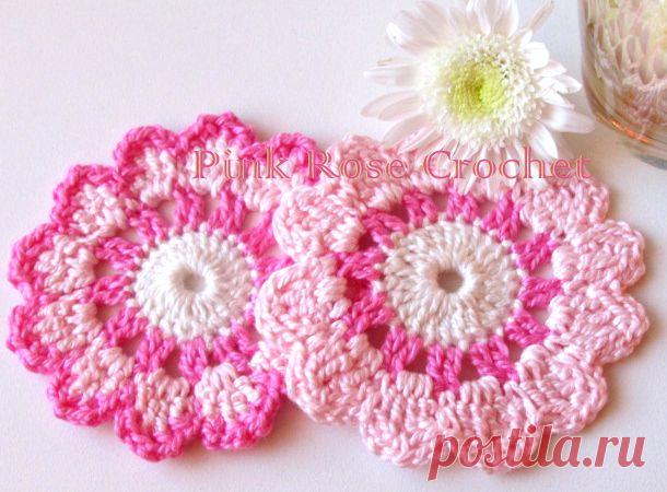 Цветочные подставочки под горячее крючком. Схема.