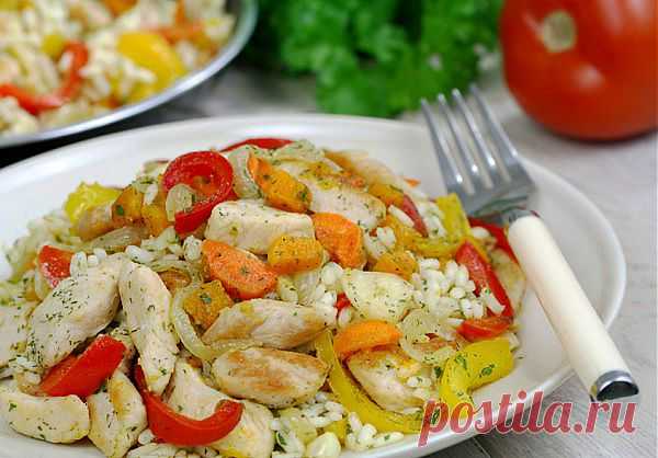 Ризотто с курицей и овощами | Вкусные Рецепты