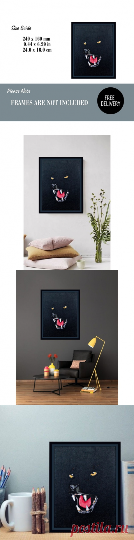 Panther Portrait On Black Background Artwork, Wild Cat Print - Inspire Uplift