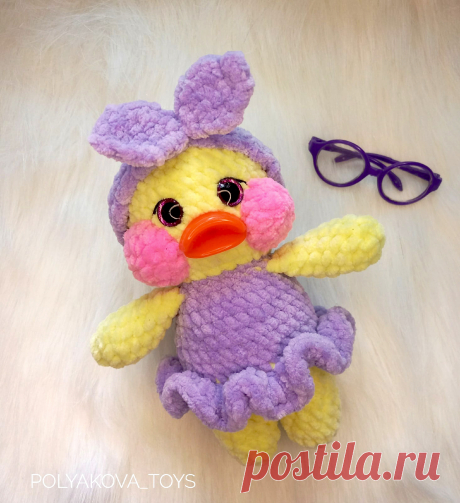 PDF Уточка Лалафан крючком. FREE crochet pattern; Аmigurumi bird patterns. Амигуруми схемы и описания на русском. Вязаные игрушки и поделки своими руками #amimore - плюшевая уточка, утка, утёнок Лалафанфан из плюшевой пряжи, птица, птичка.
