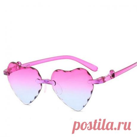 Безоправные детские очки от солнца с линзой антирефлекс розово-голубые сердечки за 185 грн. | Шафа