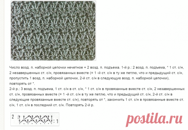 Схема. Описание. Плотный узор