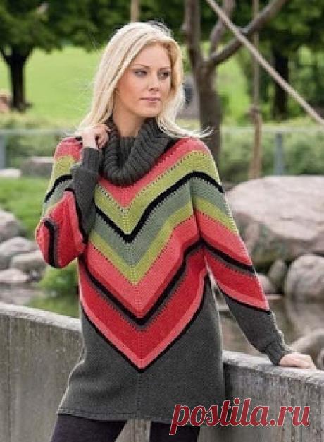 Вязание спицами и крючком: Свитер в мексиканском стиле