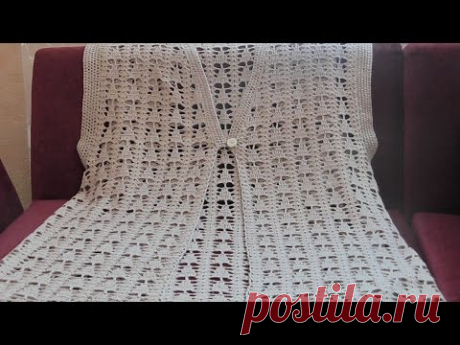 Вязание красивого жилета-кардигана крючком. Схема. видео урок. - YouTube