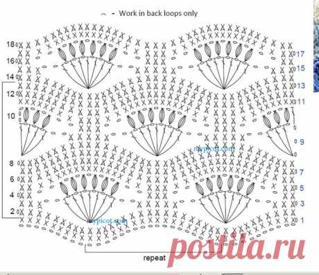 ВОЛНИСТЫЙ УЗОР С ЦВЕТОЧКАМИ ИЗ ПЫШНЫХ СТОЛБИКОВ. | Варварушка-Рукодельница