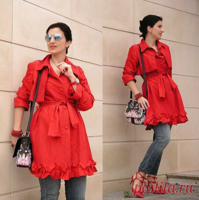 Tany et La Mode: The Red Falbala trench coat (self-made) – A Gabardina Vermelha Falbala (feita por mim)