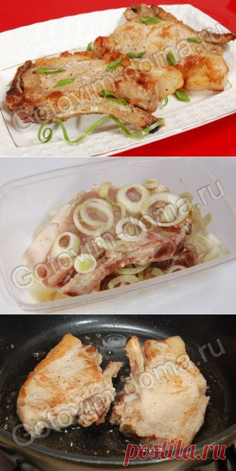 Рецепт: Корейка на косточке в луково-лимонном маринаде