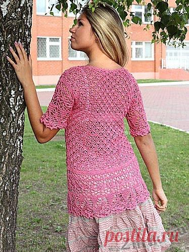 Ажурная туника розового цвета — Две нитки