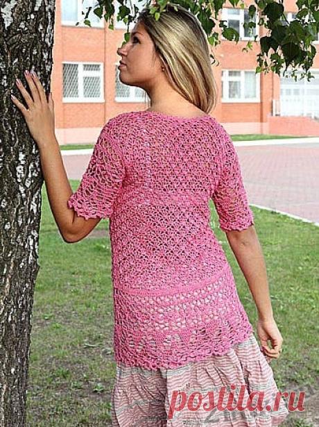 Ажурная туника розового цвета — Две нитки