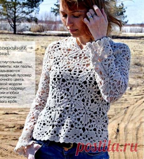 КРУЖЕВНАЯ КОФТОЧКА КРЮЧКОМ ИЗ МОТИВОВ