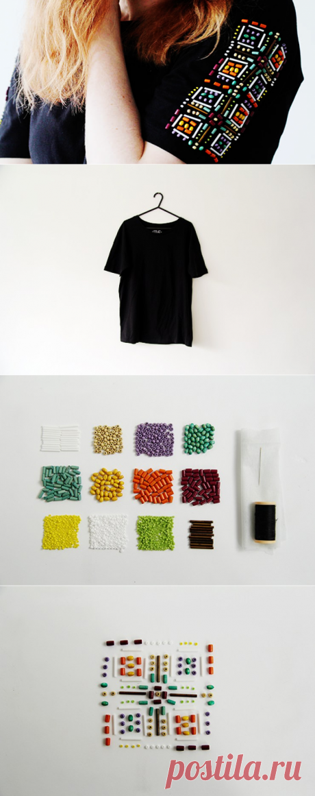 Декорируем рукава футболки. Из ширпотреба - в дизайнерскую вещь