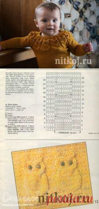 Узор «Сова» спицами » Ниткой - вязаные вещи для вашего дома, вязание крючком, вязание спицами, схемы вязания