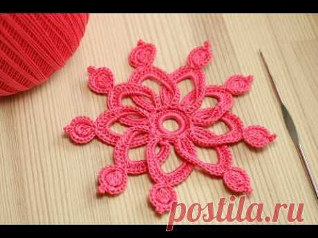 Вязание ЦВЕТКА крючком - мастер класс - Crochet 3D Flower Pattern