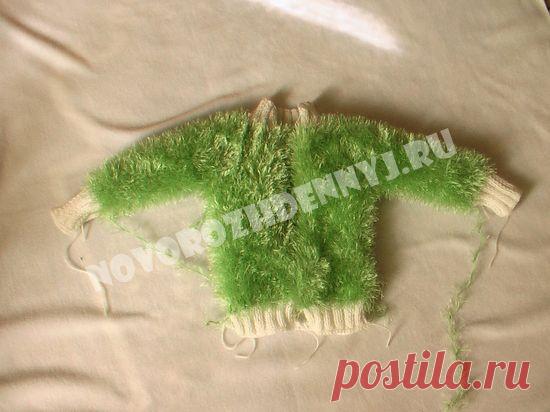 Детская кофточка спицами реглан (вязка из травки) - описание для начинающих с фото