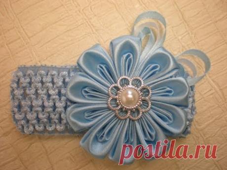 Цветок КАНЗАШИ - Повязка для Девочки. Новый лепесток.  /DIY / Flowers Kanzashi /Tutorial.