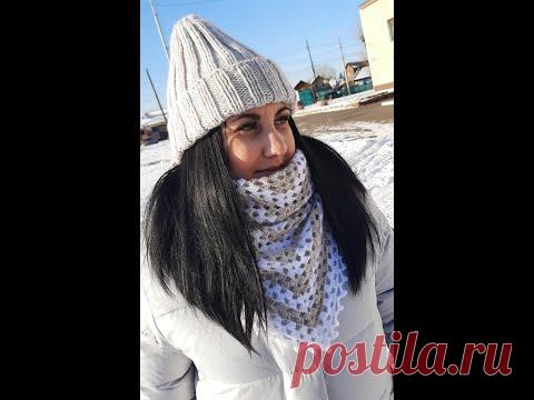 Шапка с модной макушкой резинкой 2 на 2