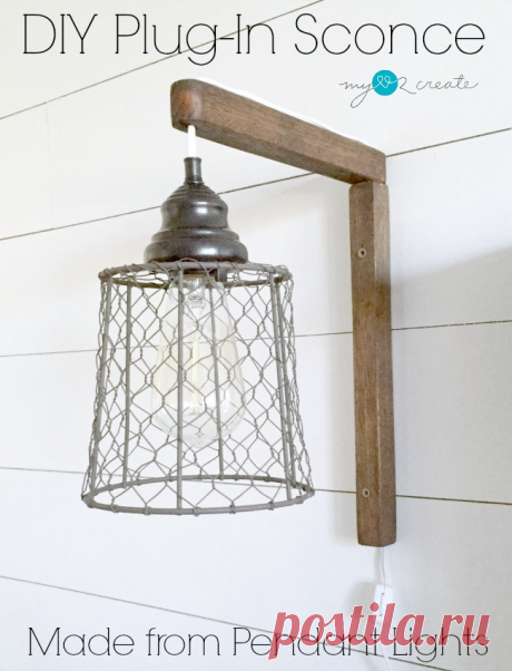 DIY Plug-in Sconces, from pendant lights | My Love 2 Create