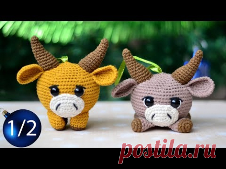 Новогодняя игрушка крючком. 1/2 ч. Бычок. Символ 2021.