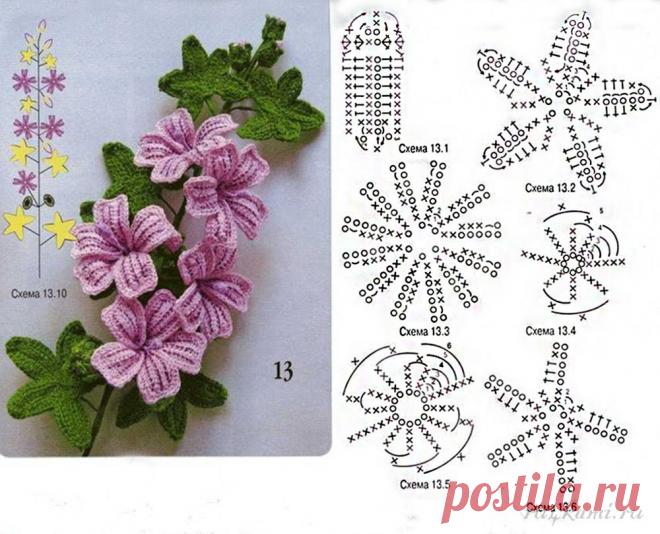 Вяжем крючком цветочки и листочки — DIYIdeas