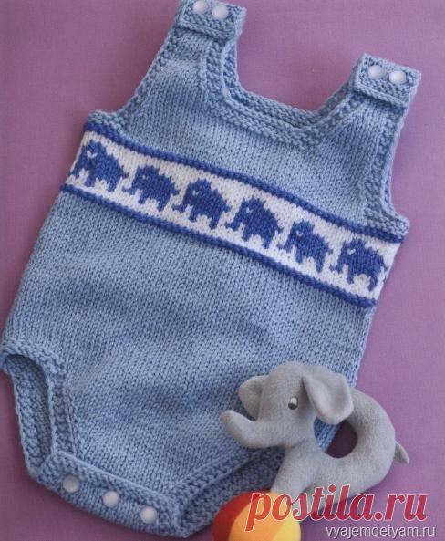 Вяжем комбинезон со слониками | Вяжем детям