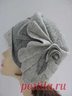 Wool winter beanie Gray wool hat Ladies felt beanie Warm