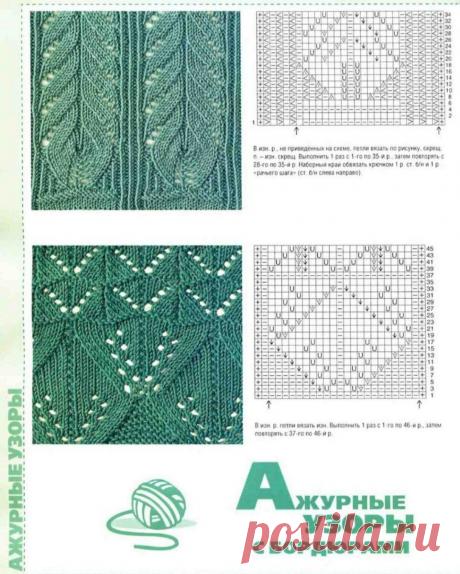 Ажурные узоры спицами с бордюрами ( фото+схемы) | Вяжем s Biront | Дзен