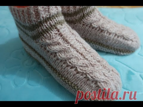 ВЯЗАНИЕ СПИЦАМИ. СЛЕДКИ - НОСКИ НА 2 СПИЦАХ. МУЖСКИЕ. ДЛЯ НАЧИНАЮЩИХ. МАСТЕР КЛАСС.