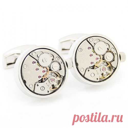 Universe of goods - Buy "Steampunk Silver Watch Movement Cufflinks" for only 25.00 USD.