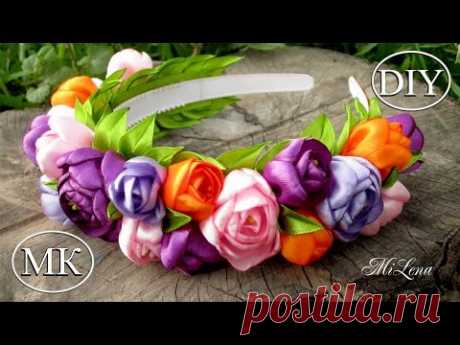 Ободок-венок с цветами, МК / DIY Hairband with Flowers / DIY Flowers Headband