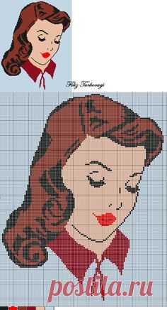 0 point de croix visage - cross stitch 180