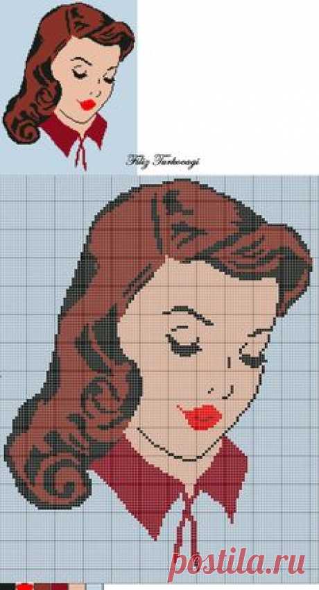 0 point de croix visage - cross stitch 180
