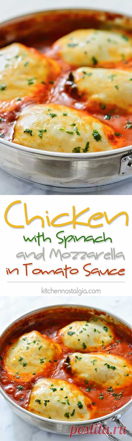 Chicken with Spinach and Mozzarella in Tomato Sauce  |  Kitchen Nostalgia