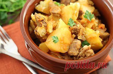 Рецепт: Картошка с мясом, тушенная в мультиварке - пошаговый  рецепт приготовления