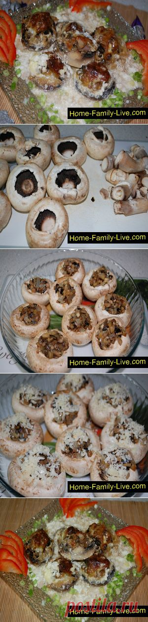 Фаршированные шампиньоны - пошаговый фоторецепт - грибы с баклажанами