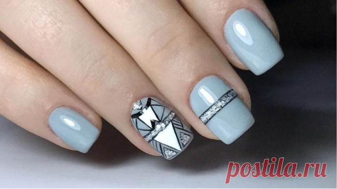 Серый маникюр: фото-новинки дизайна ногтей  2021-2022