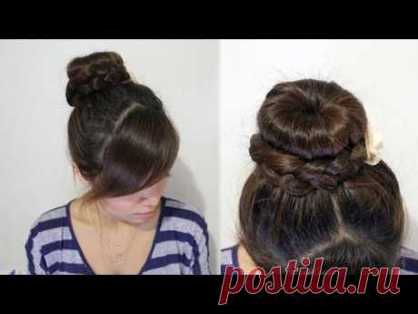 Braided Donut Hair Bun Updo Hairstyle for Medium Long Hair Tutorial