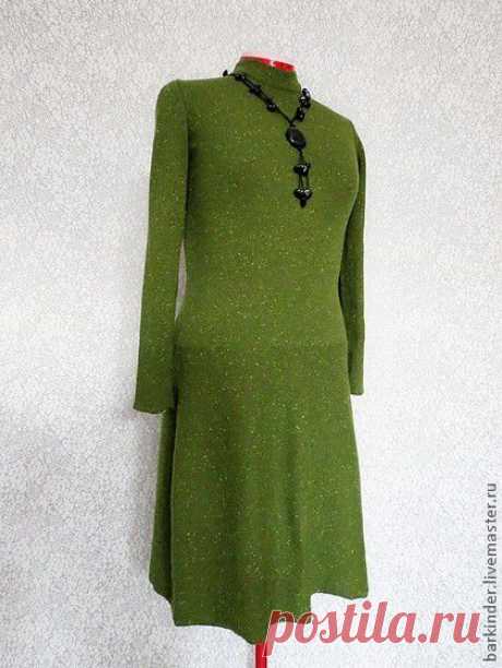 Вязаное платье &quot;Зелёный Твид&quot; - тёмно-зелёный,однотонный,платье,вязаное платье