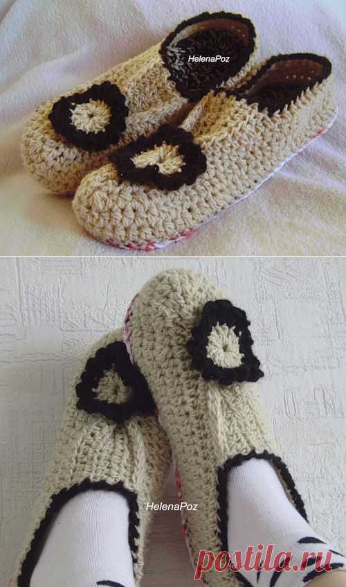Домашние тапочки Идея с подошвами из пакетов, крючок - Ярмарка Мастеров - ручная работа, handmade