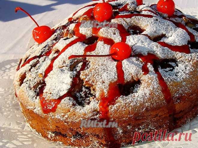 Пирог "День-ночь" с вишней