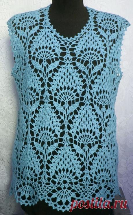 Безрукавка с узором &quot;Ананас&quot; Конкурс &quot;Счастливый комментарий&quot; - комментируй публикации, получай призы каждую неделю! Детали конкурса читайте здесь ЗДЕСЬ Экспресс конкурс &quot;Вязаный карантин&quot;, 2 сезон! - детали участия читаем ЗДЕСЬ