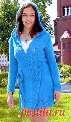 Вязанный жакет с капюшоном. - Вязание жакетов - Схемы вязания - Модели и схемы вязания спицами 2013 - 2014 года