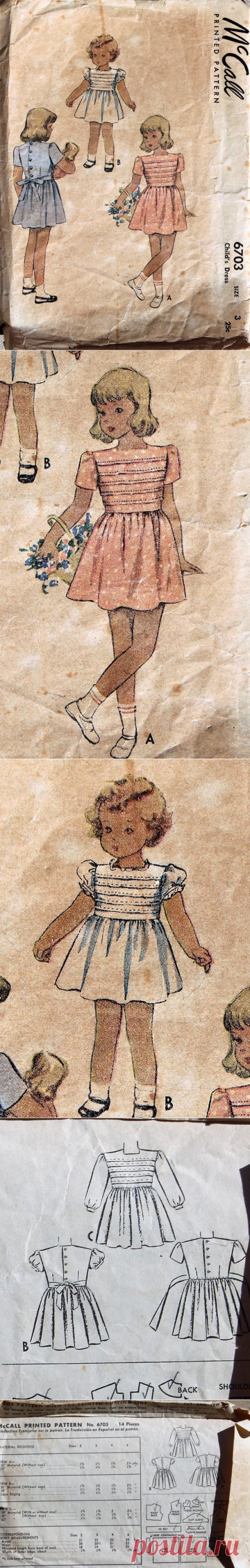 Look how precious Vintage 1940s McCall sewing pattern 6703 | Etsy