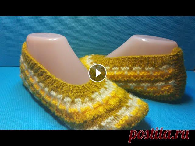#591 ТРЕХЦВЕТНЫЕ ТАПОЧКИ, СВЯЗАННЫЕ СВЕРХУ С БЕСШОВНОЙ ПОДОШВОЙ . МАСТЕР КЛАСС. #591 ТРЕХЦВЕТНЫЕ ТАПОЧКИ, СВЯЗАННЫЕ СВЕРХУ С БЕСШОВНОЙ ПОДОШВОЙ . МАСТЕР КЛАСС....