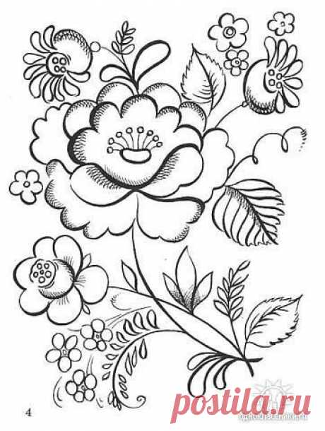 Раскраска. Гжель. Можно использовать и как трафареты для творчества.