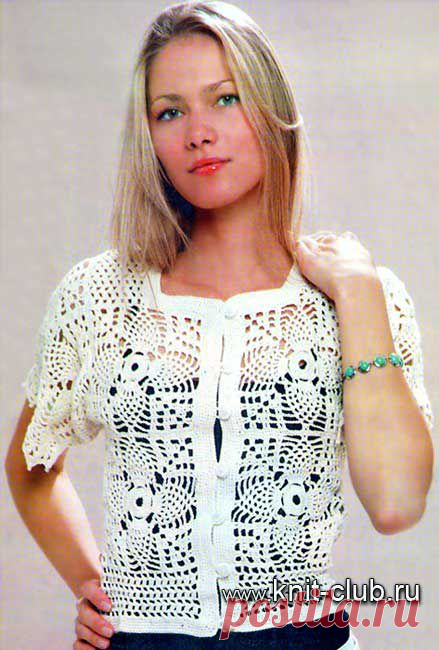 Жакет из ажурных квадратов