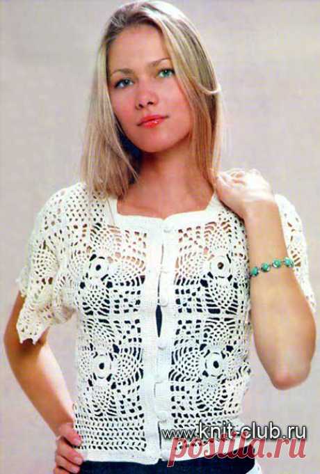 Жакет из ажурных квадратов