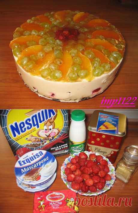 Клубничный торт без выпечки.