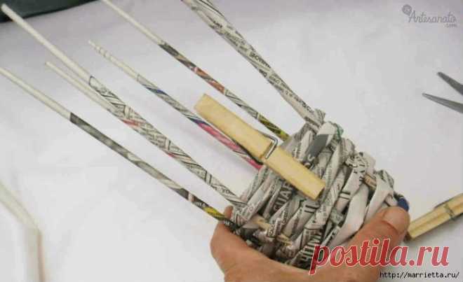 Плетение из газет для начинающих. Мастер-класс.