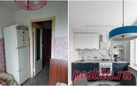 До и после: кухня в хрущевке — секреты идеального рабочего треугольника | INMYROOM | Дзен